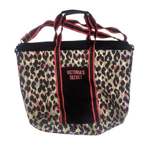 Women's Victoria's Secret One Size Leopard Print Hot Pink & Black Tote Bag NWOT